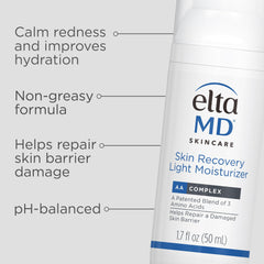 Close-up of EltaMD light lotion texture highlighting lightweight, non-greasy feel