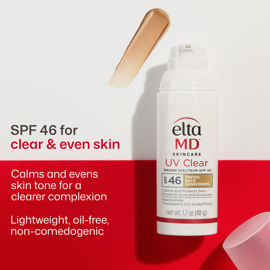 EltaMD sunscreen texture on finger demonstrating lightweight spreadability and quick absorption