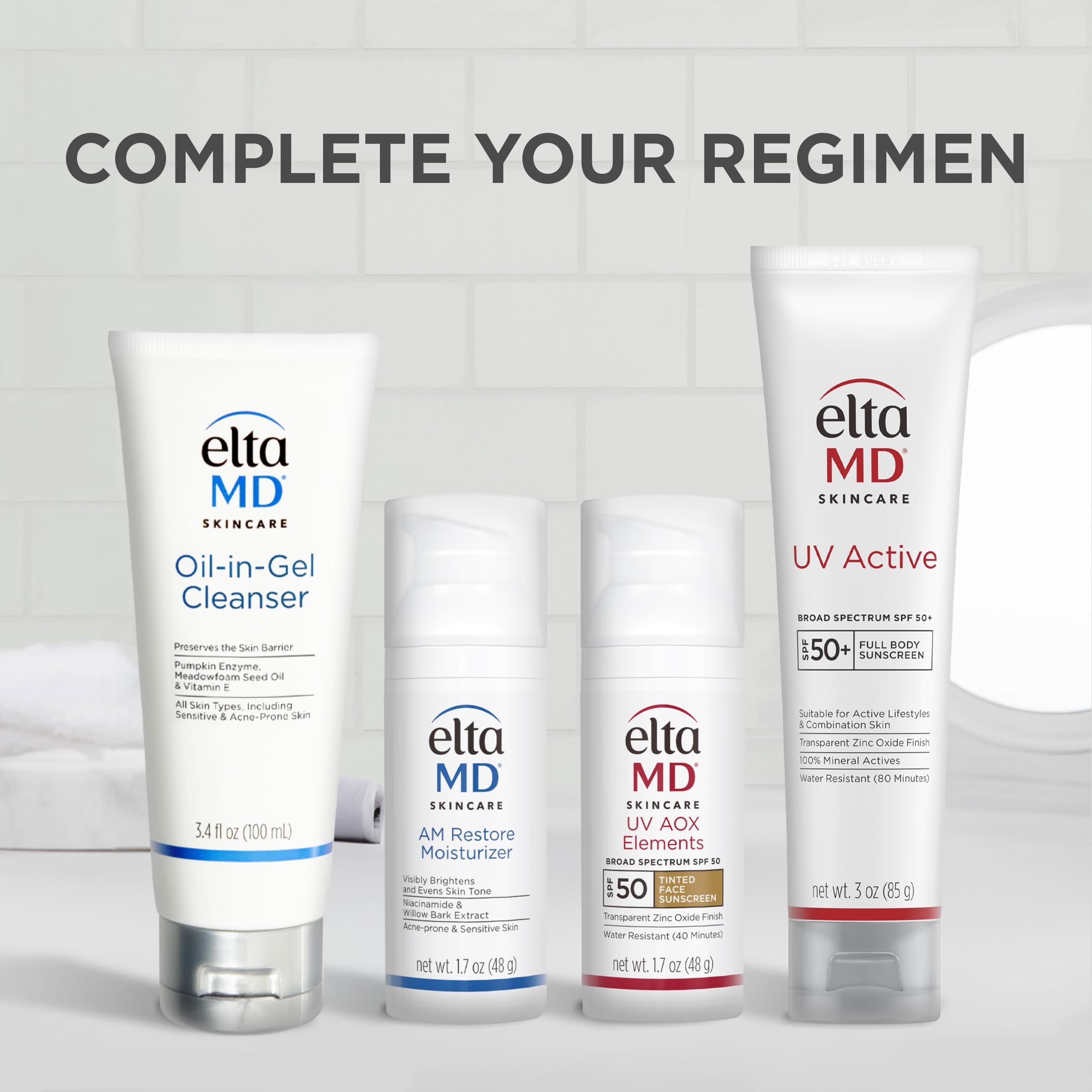 Close-up of EltaMD UV Active label highlighting mineral ingredients and SPF