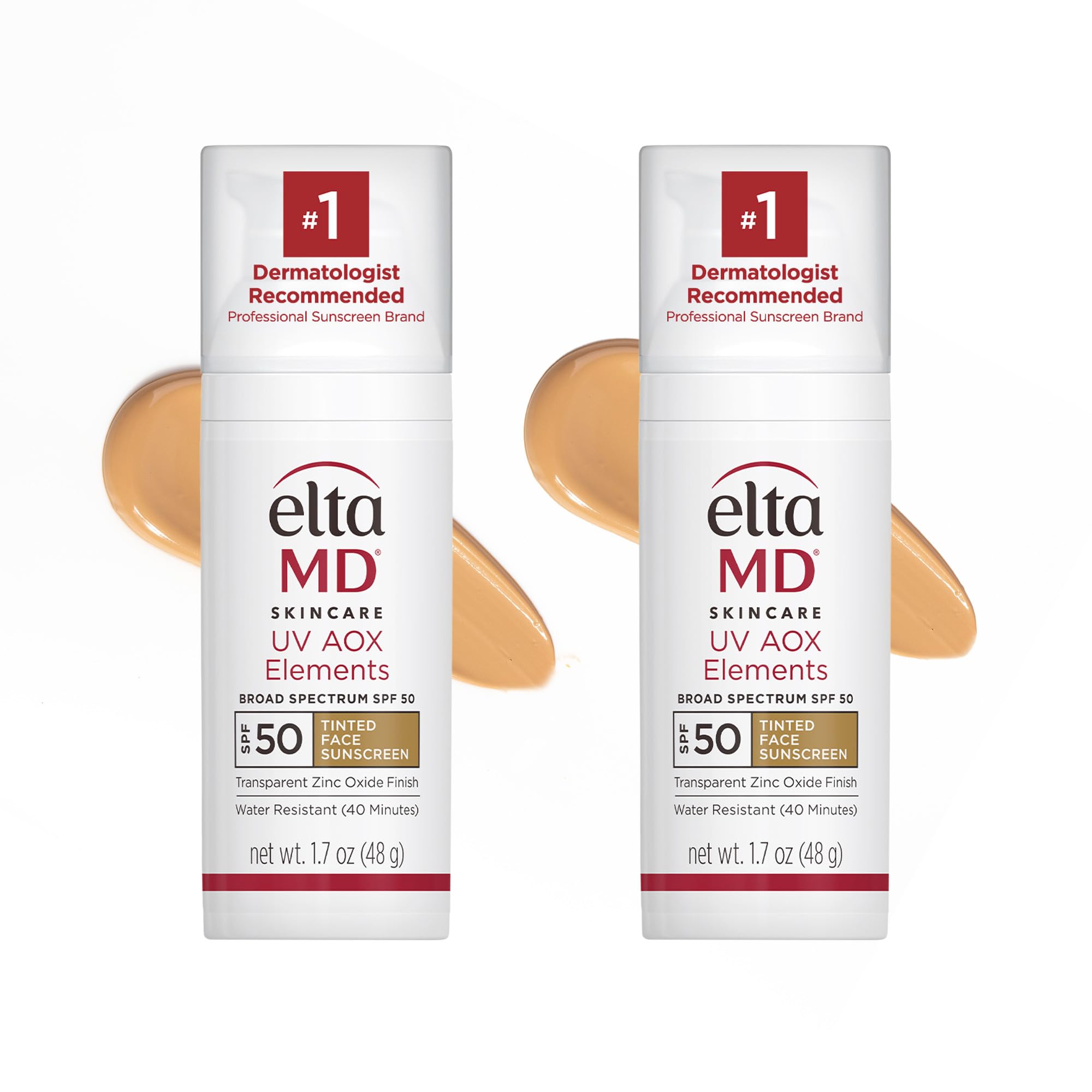 EltaMD pump bottle front view showing SPF 50 and tint for everyday protection