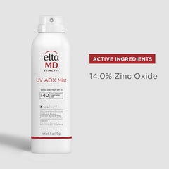 Applying EltaMD mist to face for hydration and effortless sun protection