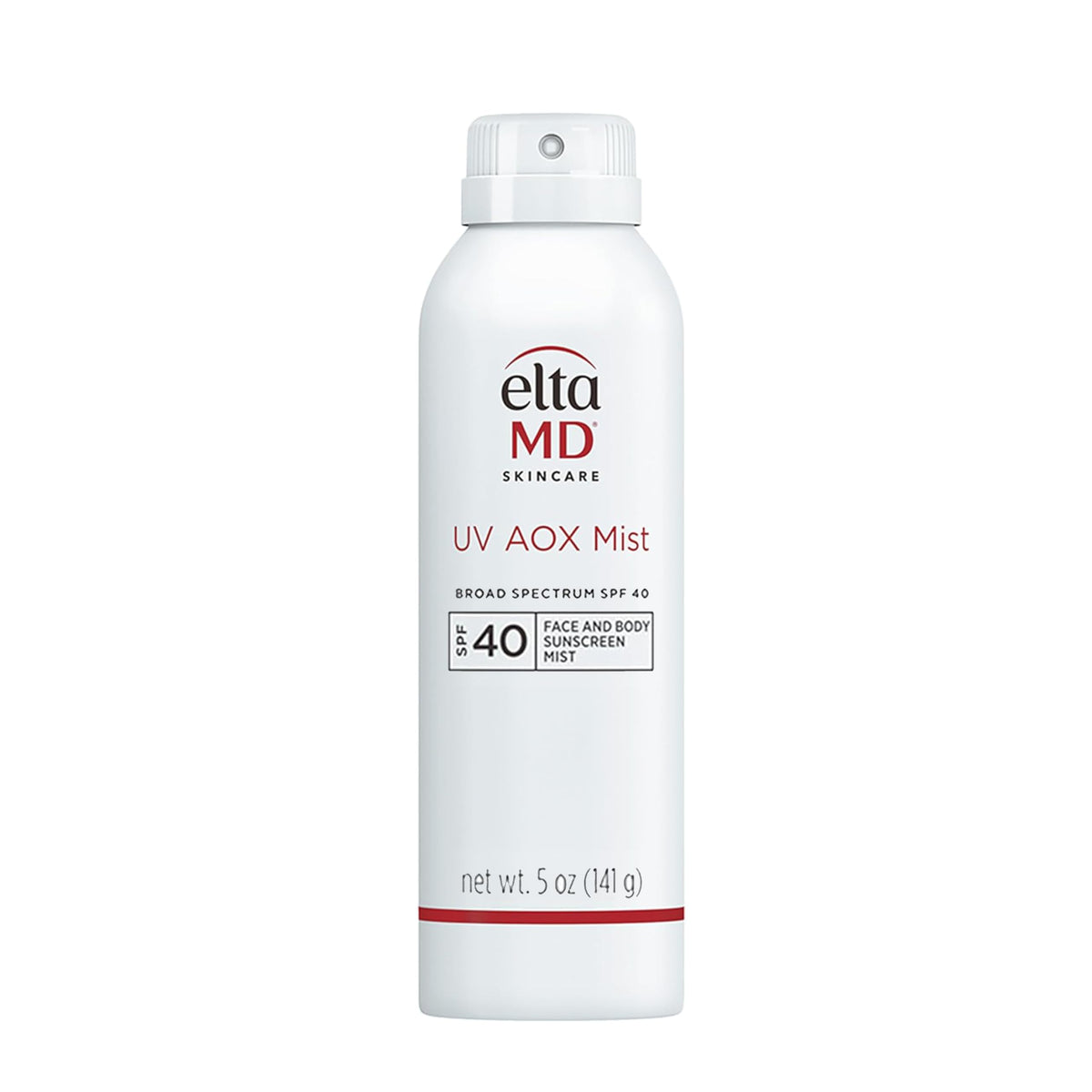 EltaMD spray bottle front packaging showing SPF 40 for travel convenience