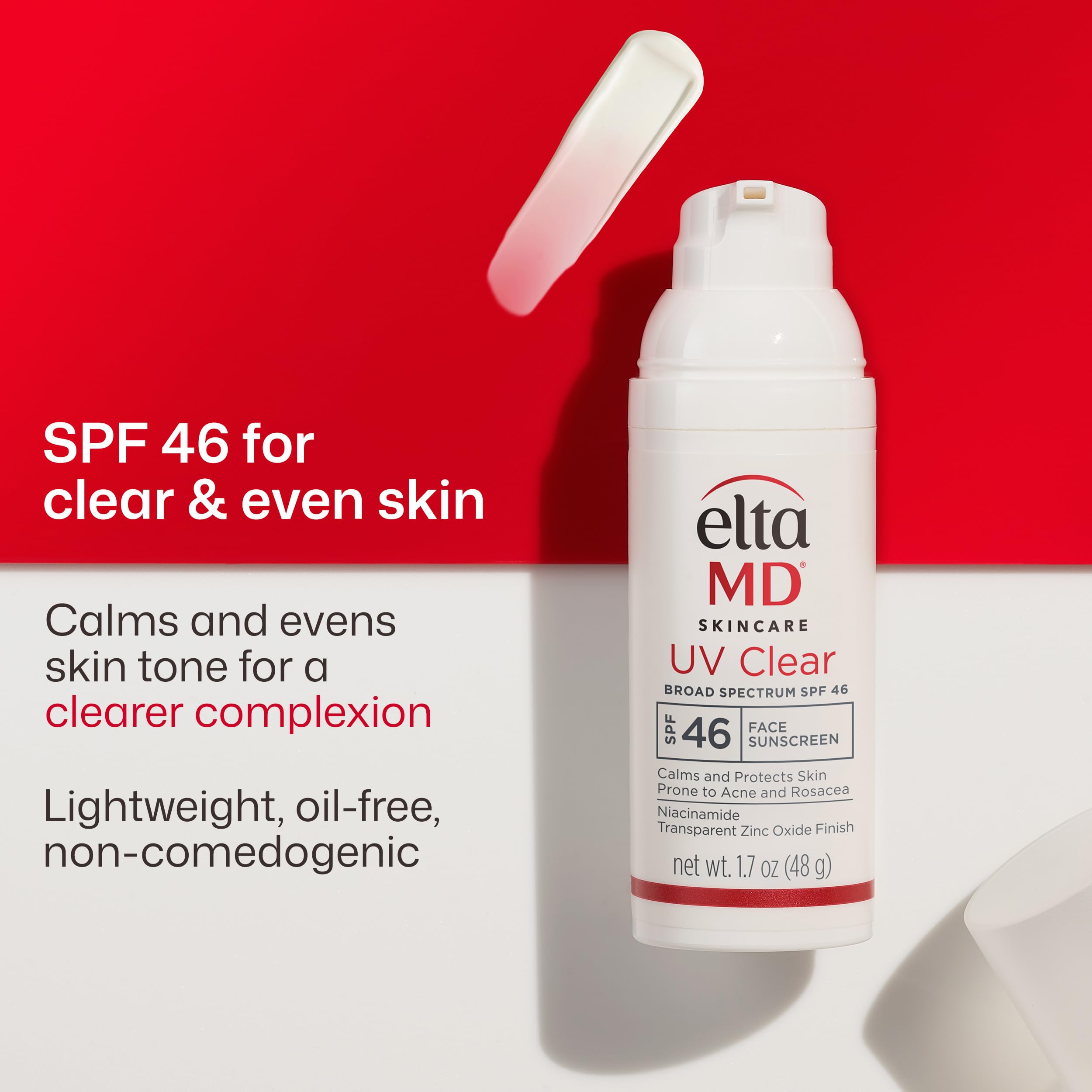 EltaMD creamy lotion texture close-up demonstrating lightweight absorption benefit