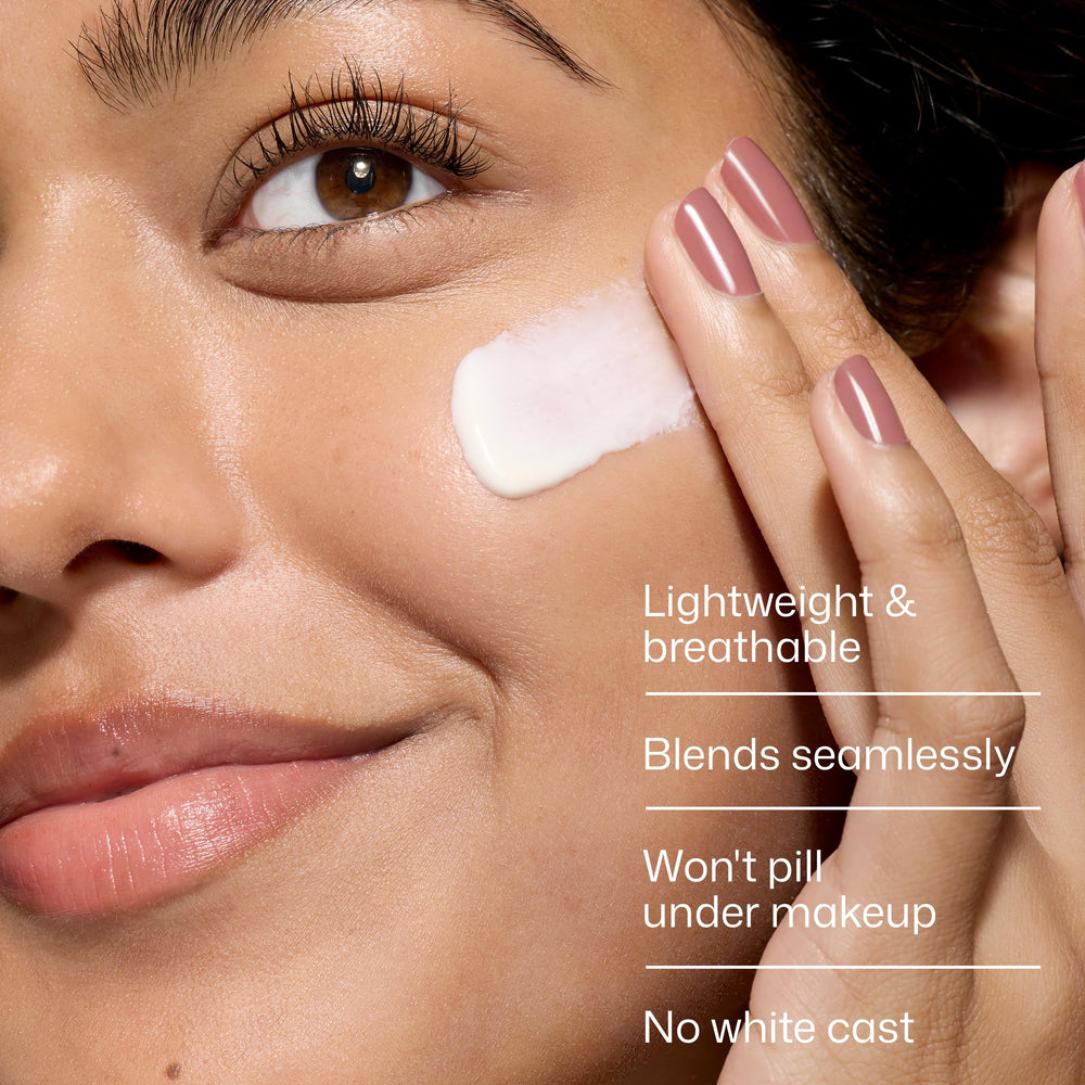 EltaMD applied under makeup illustrating smooth layering and matte finish