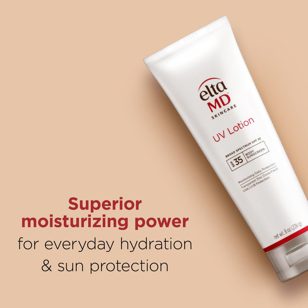 EltaMD lotion spread on forearm demonstrating clear rub-in and coverage