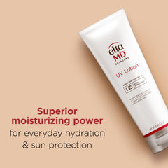 EltaMD lotion spread on forearm demonstrating clear rub-in and coverage