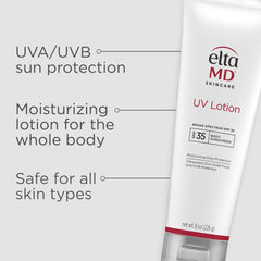 EltaMD lotion texture close-up showing smooth non-greasy finish benefit