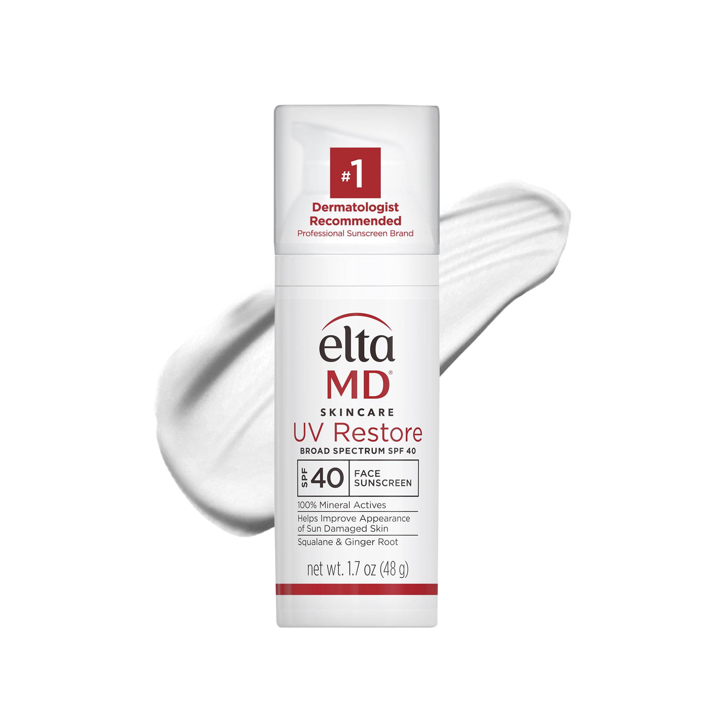 EltaMD UV Restore front tube showing packaging and SPF 40 protection benefits
