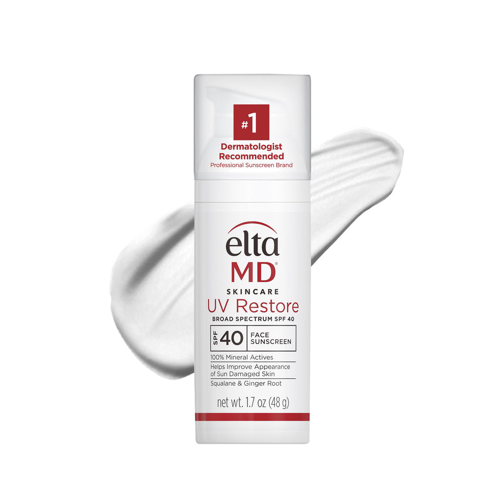EltaMD UV Restore front tube showing packaging and SPF 40 protection benefits