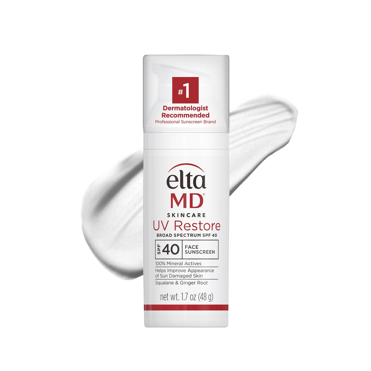 EltaMD UV Restore front tube showing packaging and SPF 40 protection benefits