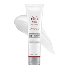 EltaMD UV Sheer front tube showing branding and SPF for easy identification and protection