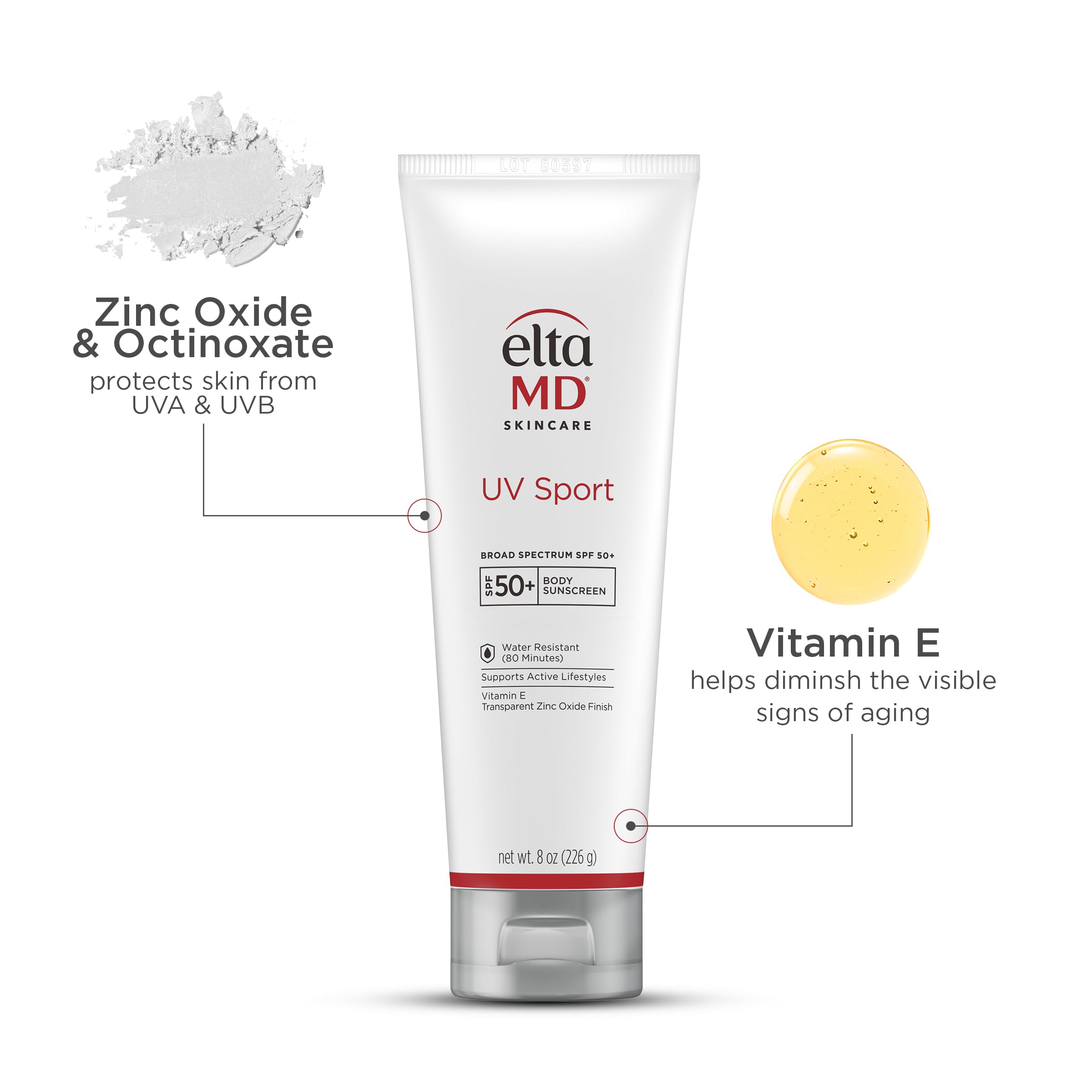 EltaMD applied to wet skin showing water-resistant protection benefit