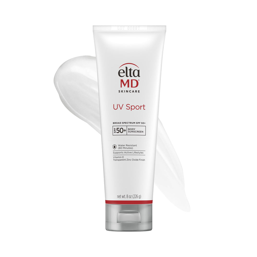 EltaMD UV Sport front tube showing branding and SPF benefit