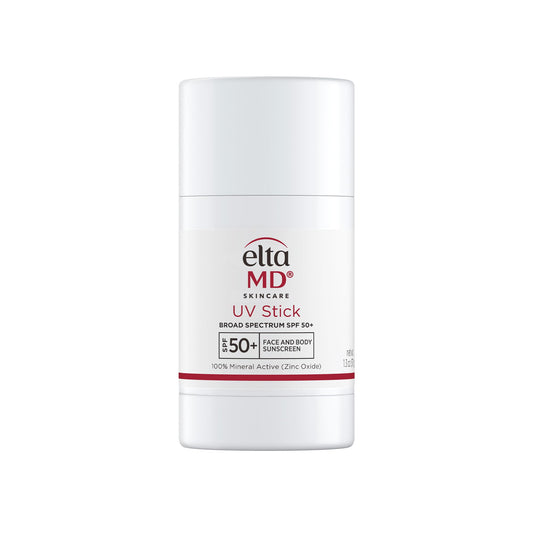 EltaMD UV Stick front packaging showing compact travel size and branding benefits