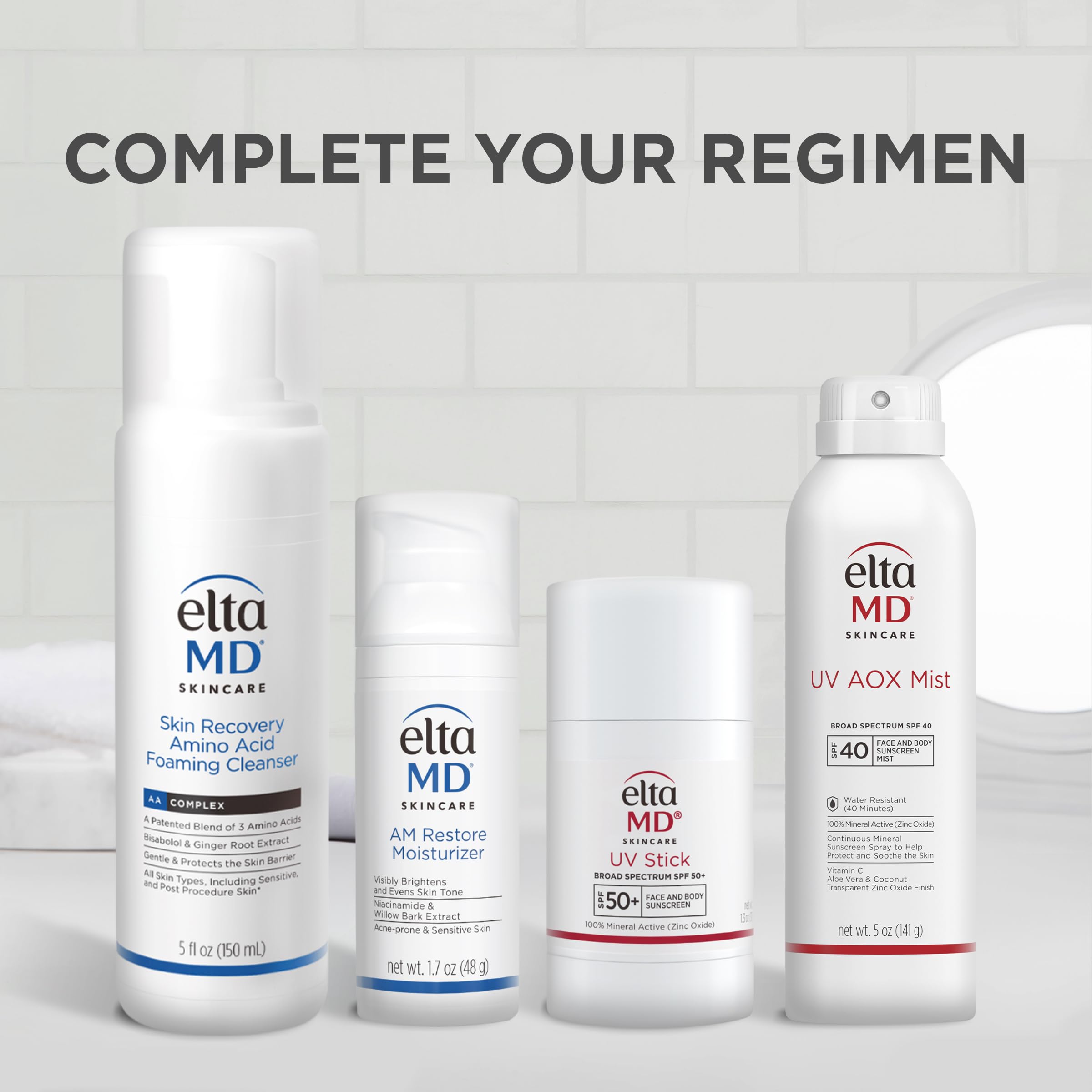 EltaMD UV Stick ingredient label highlighting zinc oxide mineral protection and antioxidants