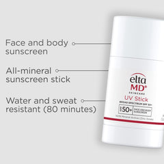 Close-up texture of EltaMD UV Stick demonstrating non-greasy finish and blendability