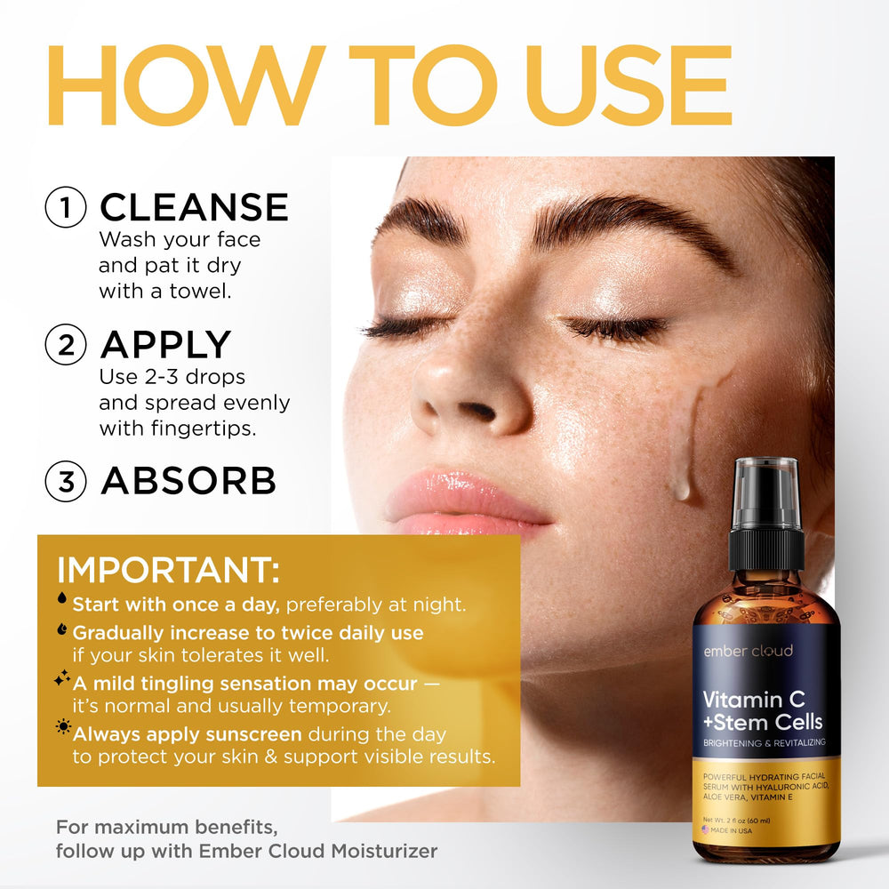Ember Cloud serum applied on hand showing lightweight absorption benefit
