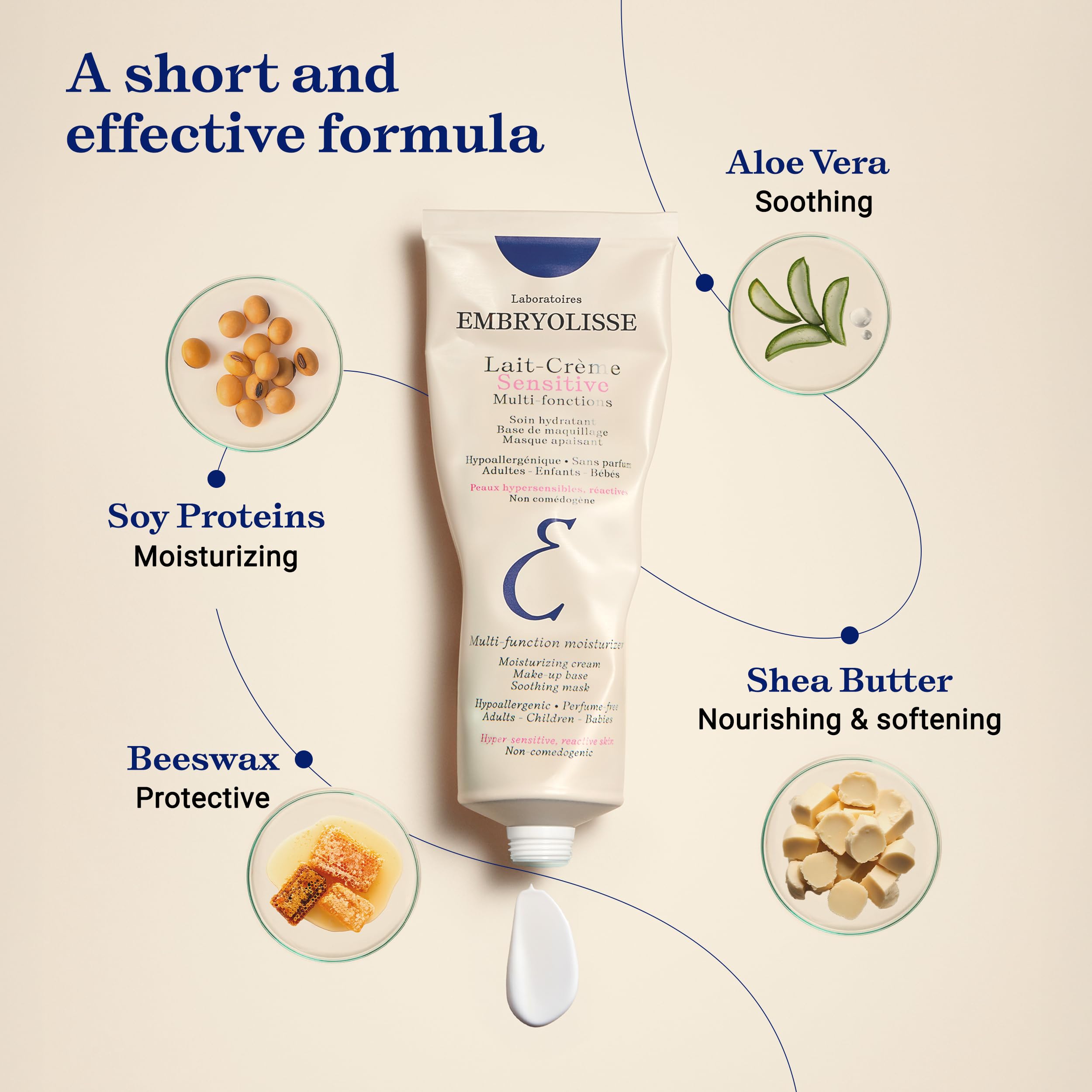 Hand spreading Embryolisse cream demonstrating quick absorption benefit