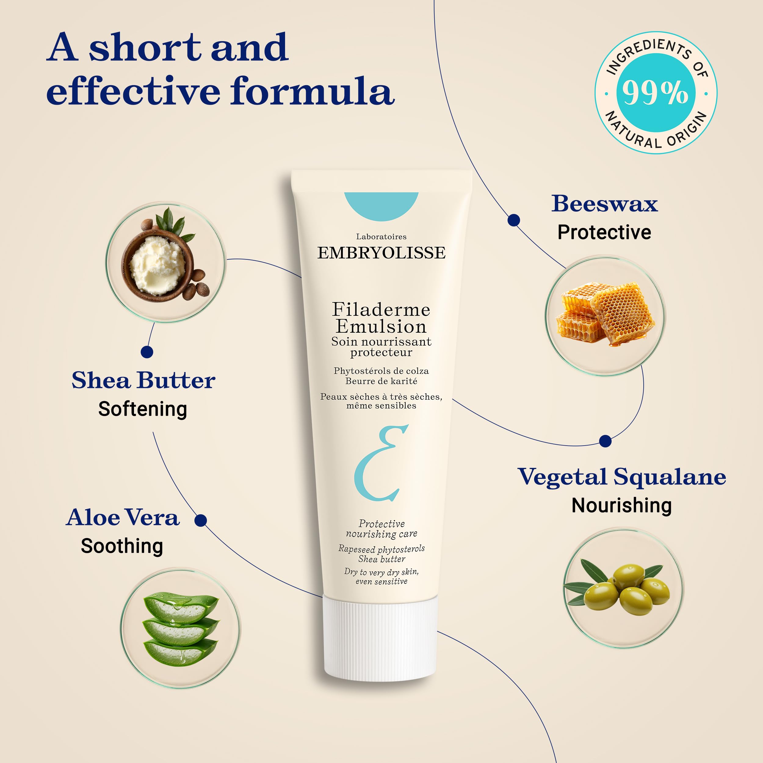 Embryolisse ingredients aloe and shea visual highlighting natural soothing and nourishing effect