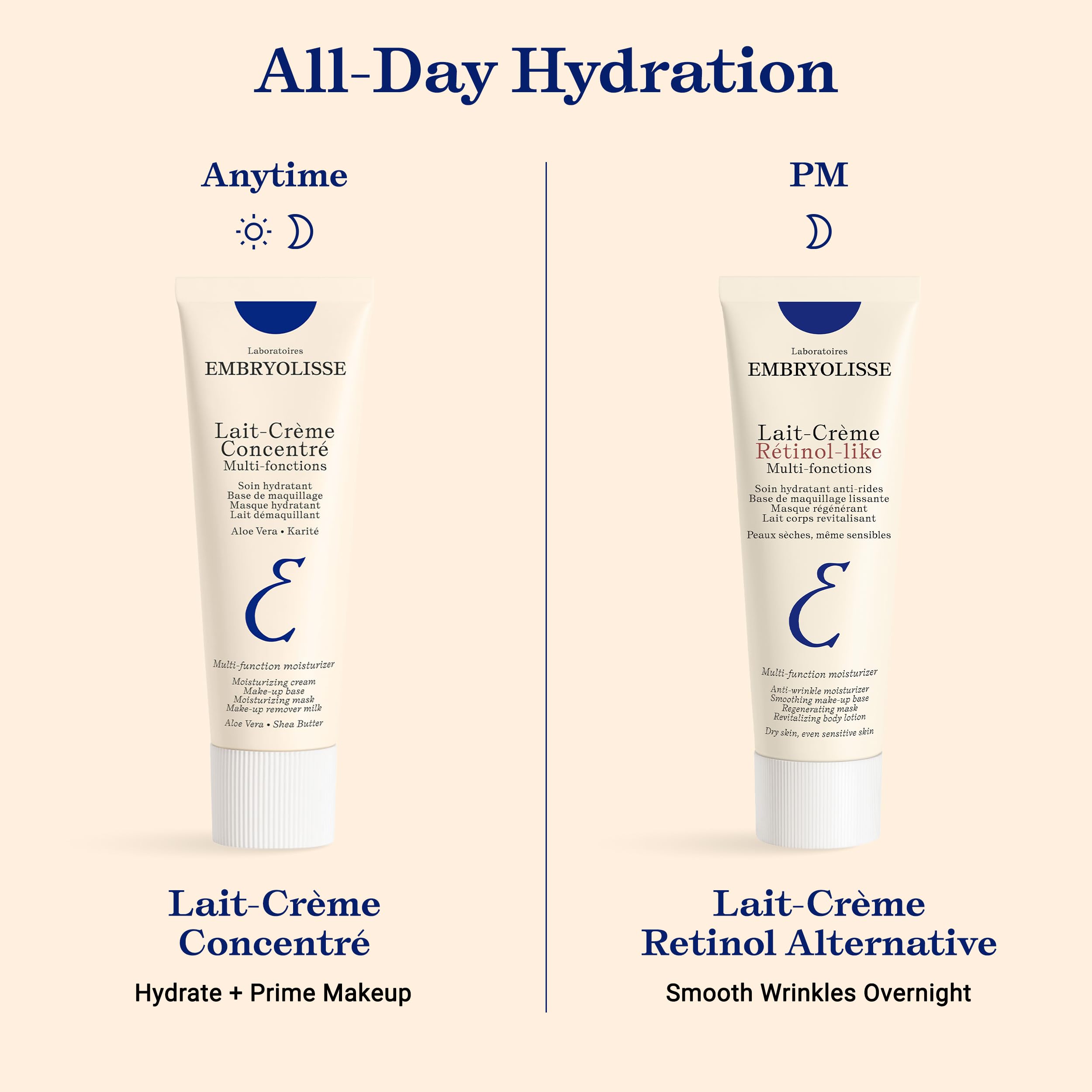 Embryolisse cream used as nighttime mask, restorative hydration benefit