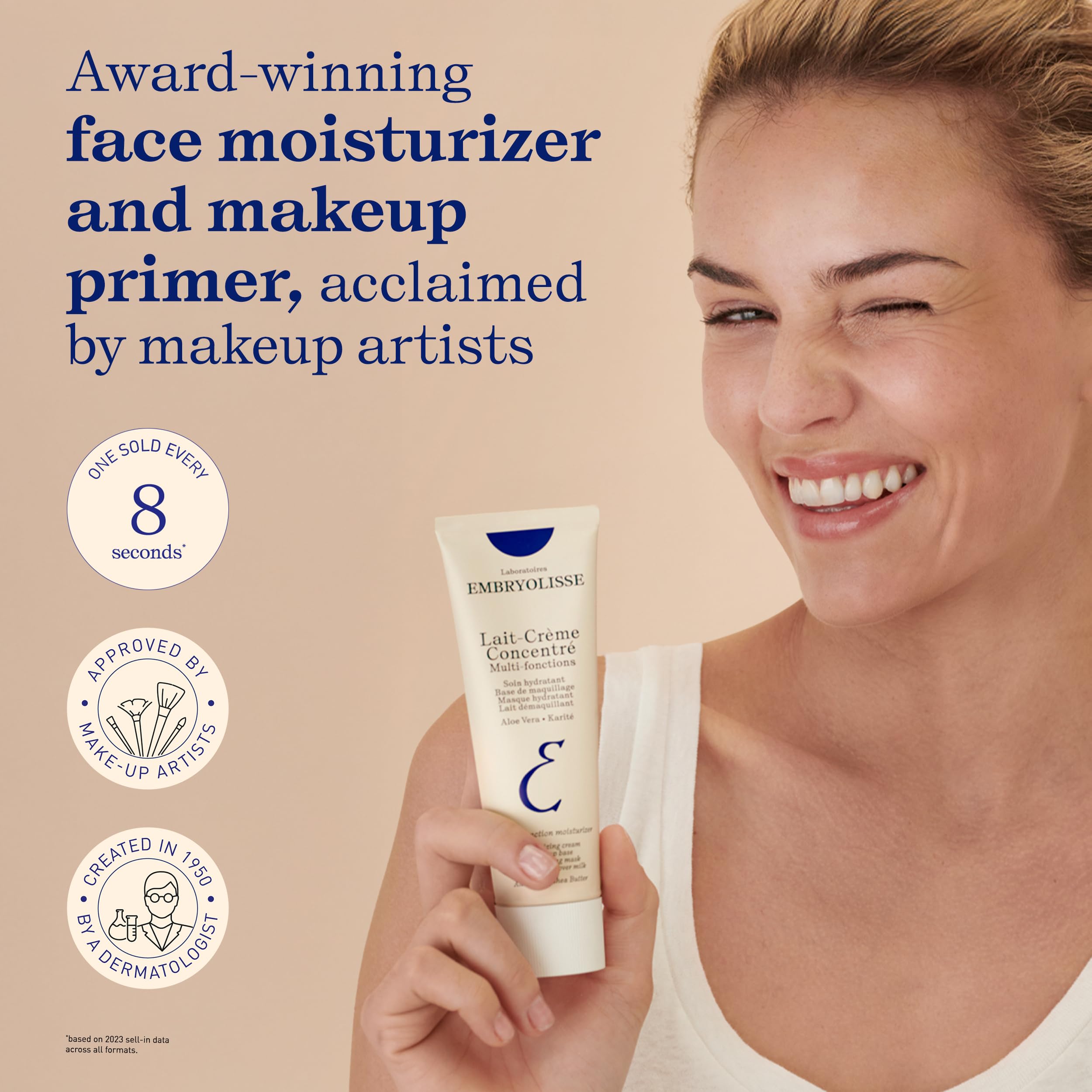 Embryolisse cream texture swatch illustrating smooth hydrating finish