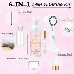 EMEDA 60ml lash shampoo bottle close-up highlighting oil-free cleanser