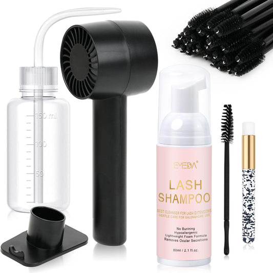 EMEDA kit front layout showing cleanser and accessories for easy cleaning