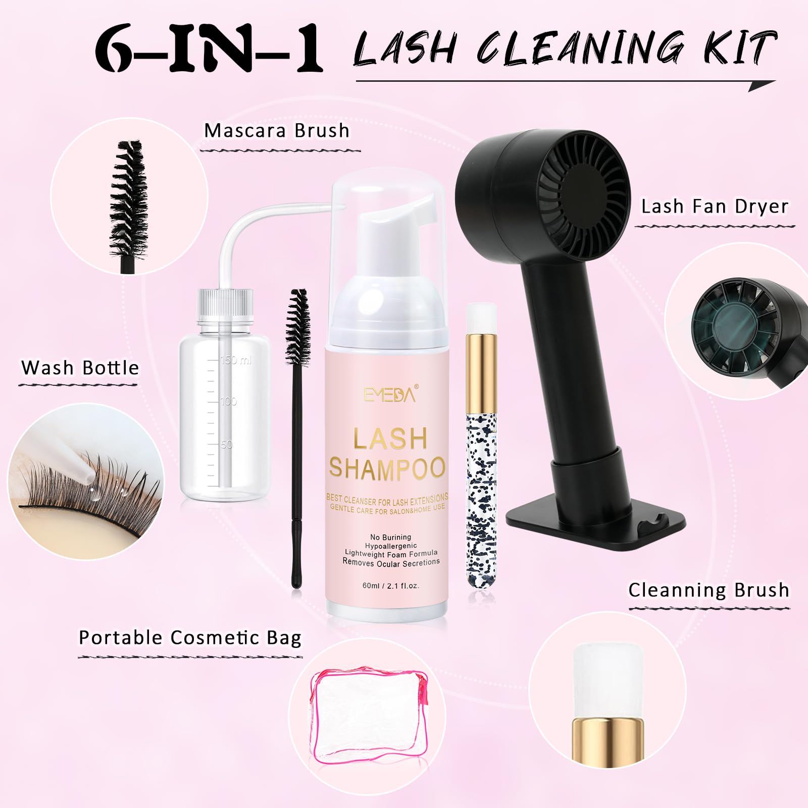 EMEDA mini fan in use drying lashes quickly and reducing wait time
