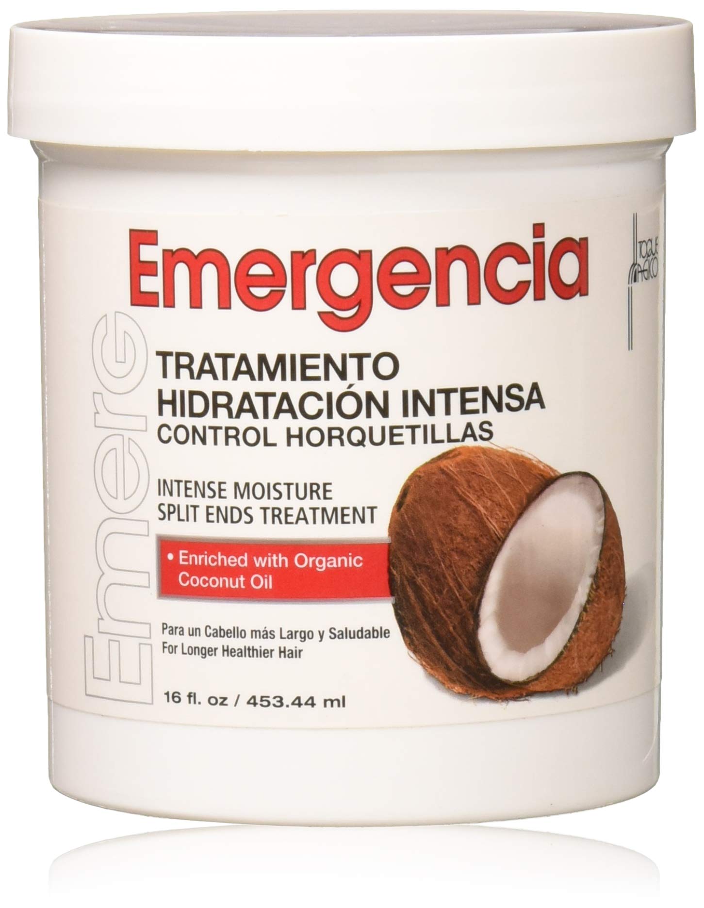 Emergencia front packaging 16oz jar showing product label and coconut scent boost