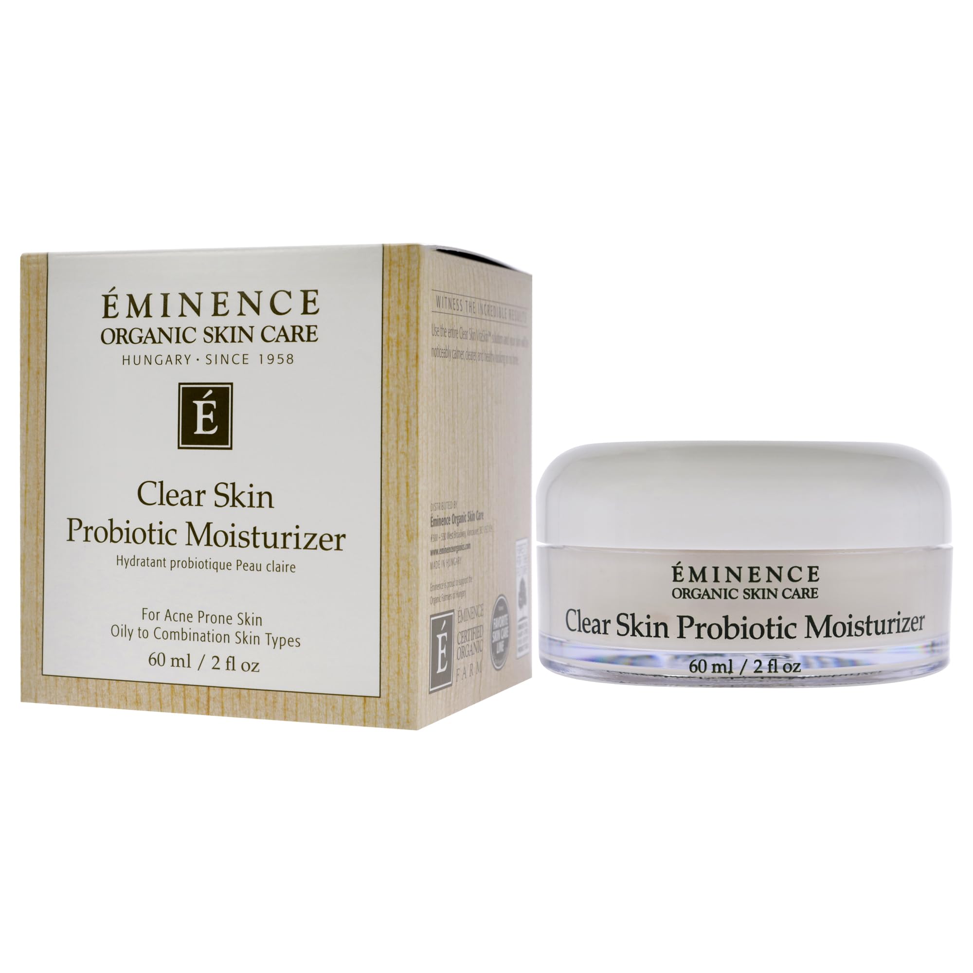 Eminence moisturizer on bathroom counter in routine setting for balanced skin