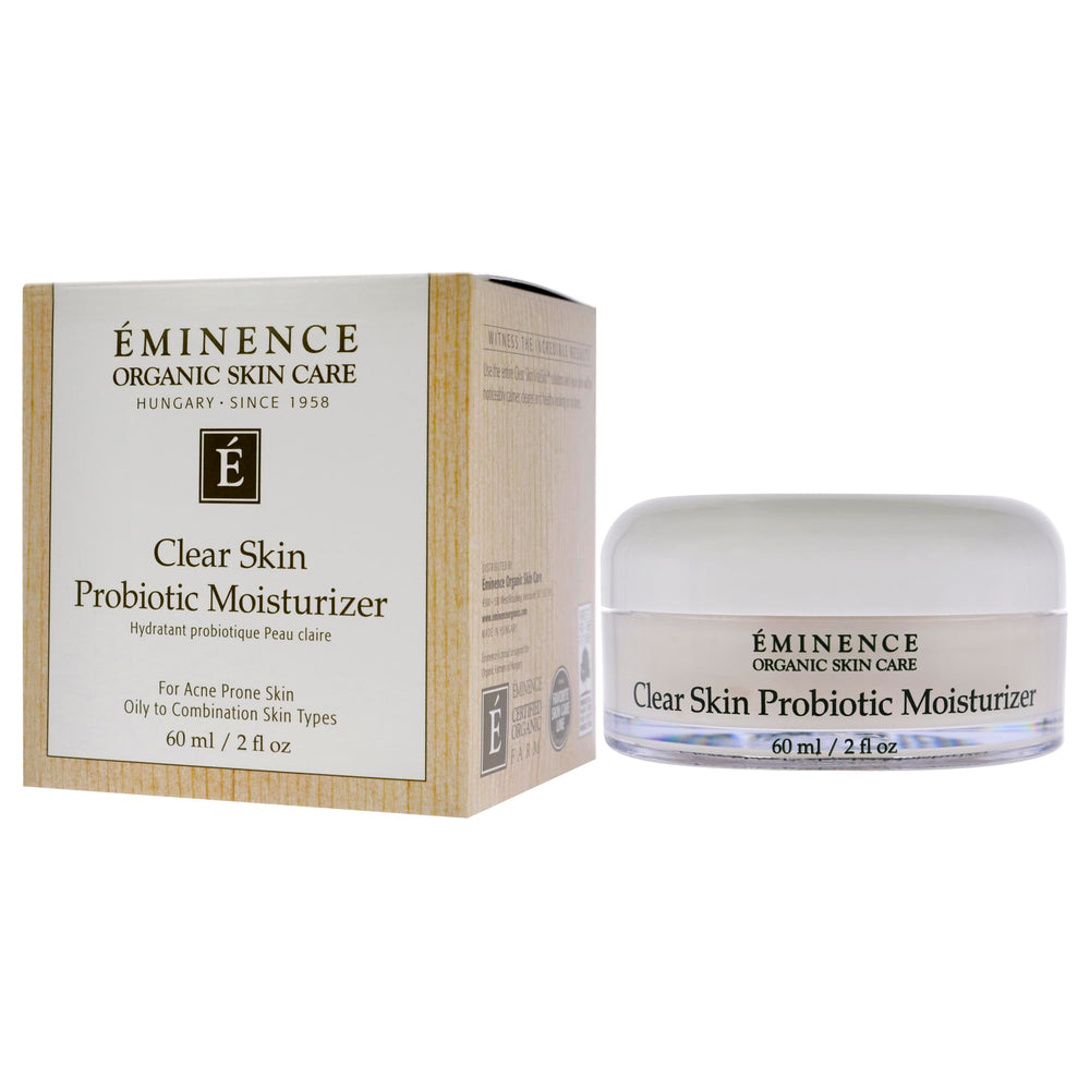 Eminence moisturizer on bathroom counter in routine setting for balanced skin