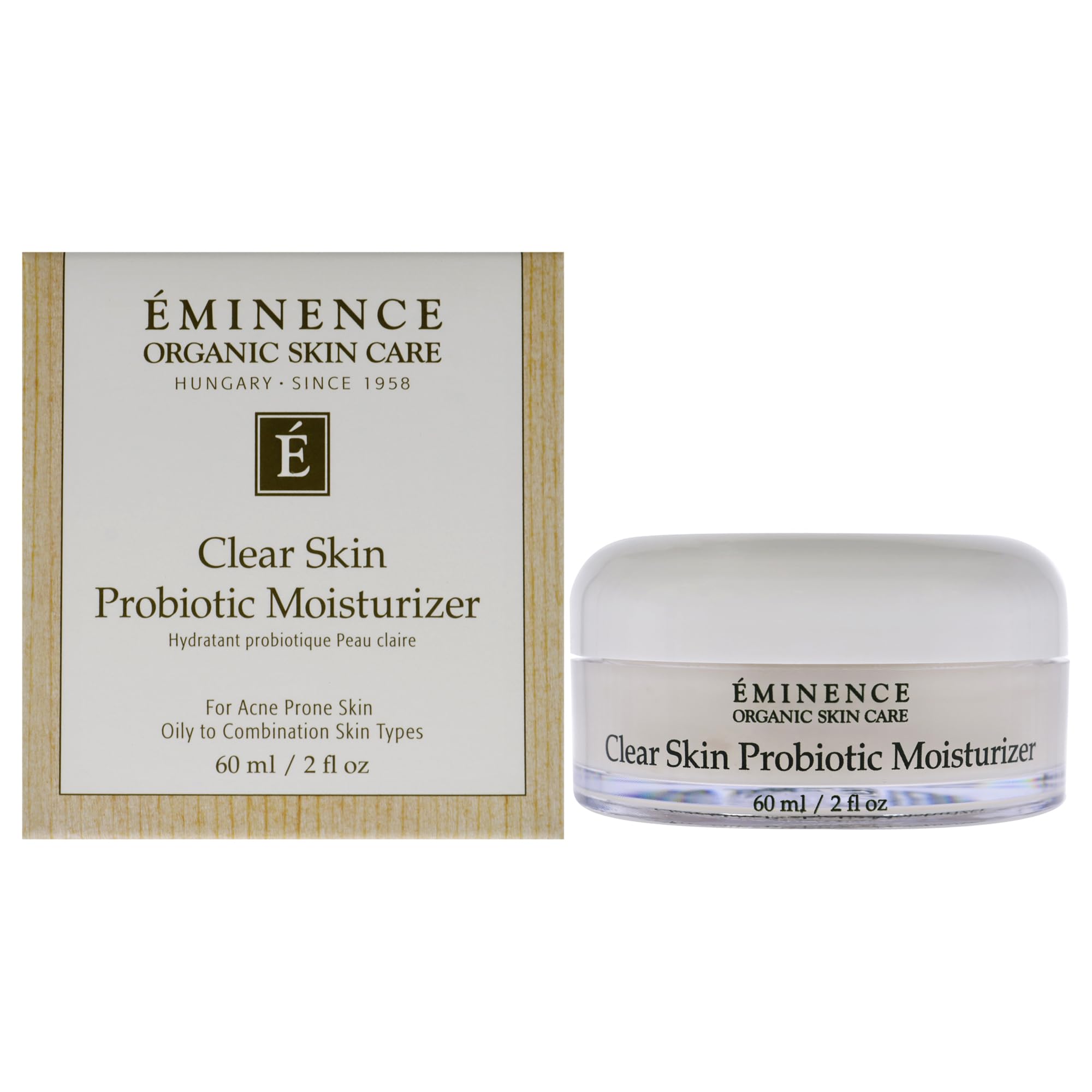 Eminence moisturizer front packaging showing 2 fl oz and label benefits
