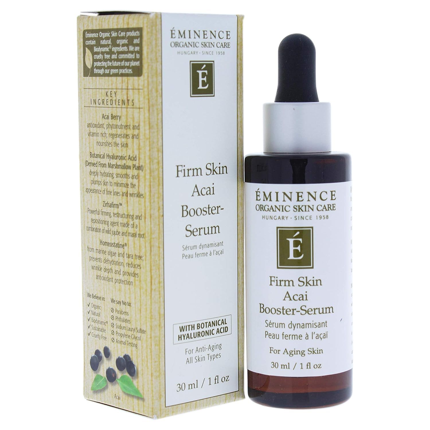 Eminence front bottle showing serum packaging and brand benefit