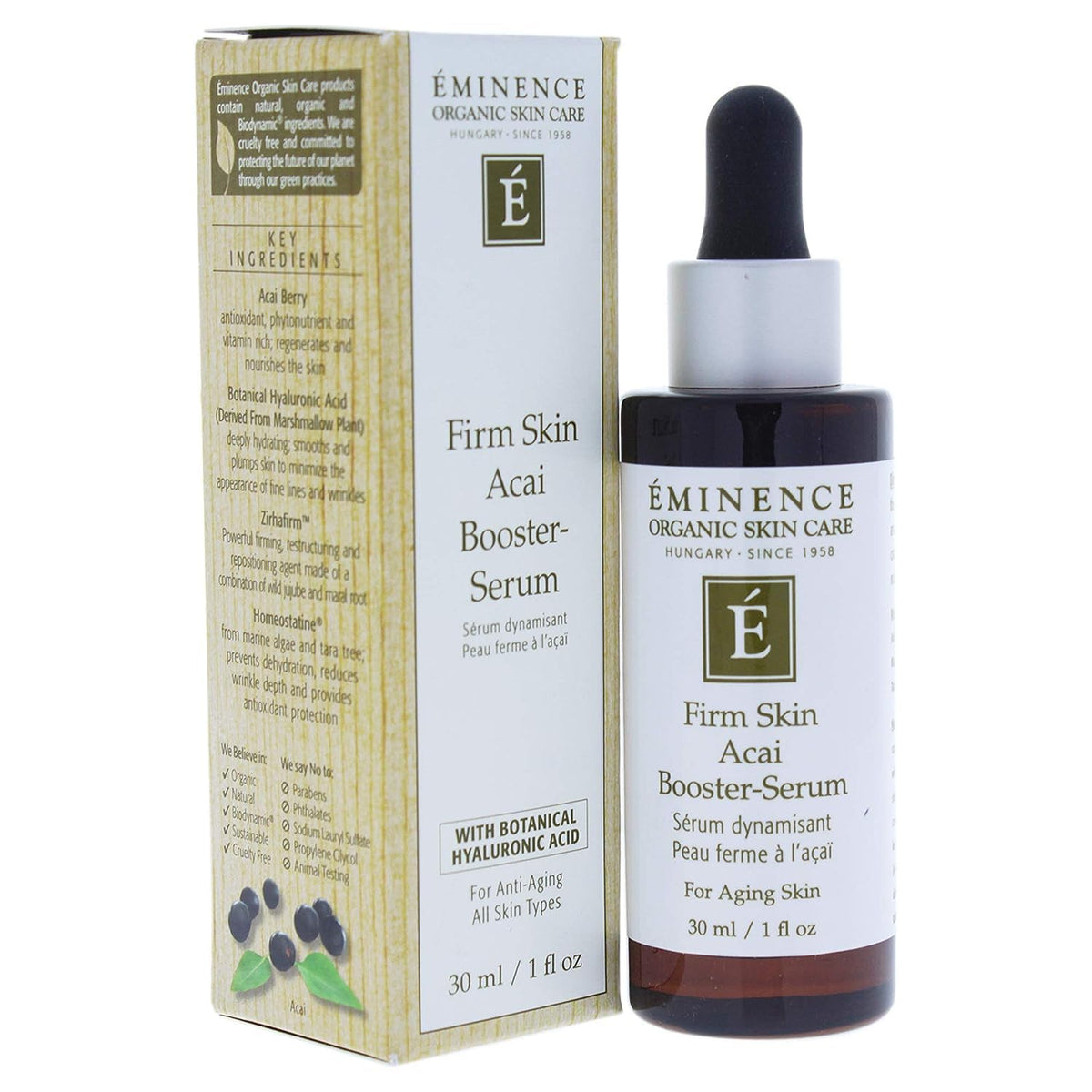 Eminence front bottle showing serum packaging and brand benefit
