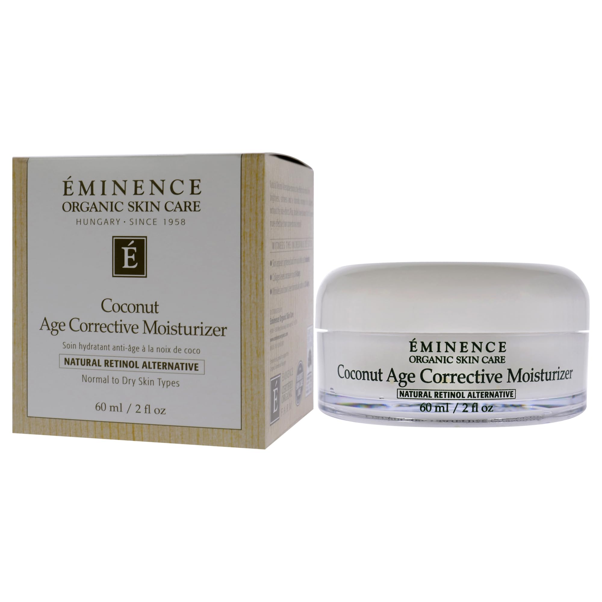 Bottle of coconut water ingredient with Eminence label showing balancing benefit