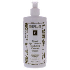 Eminence front packaging of Monoi exfoliating cleanser shows product and size benefit