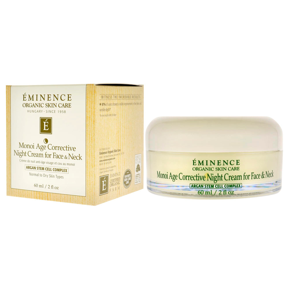 Eminence product in bedside setting showing nightly skin routine benefit