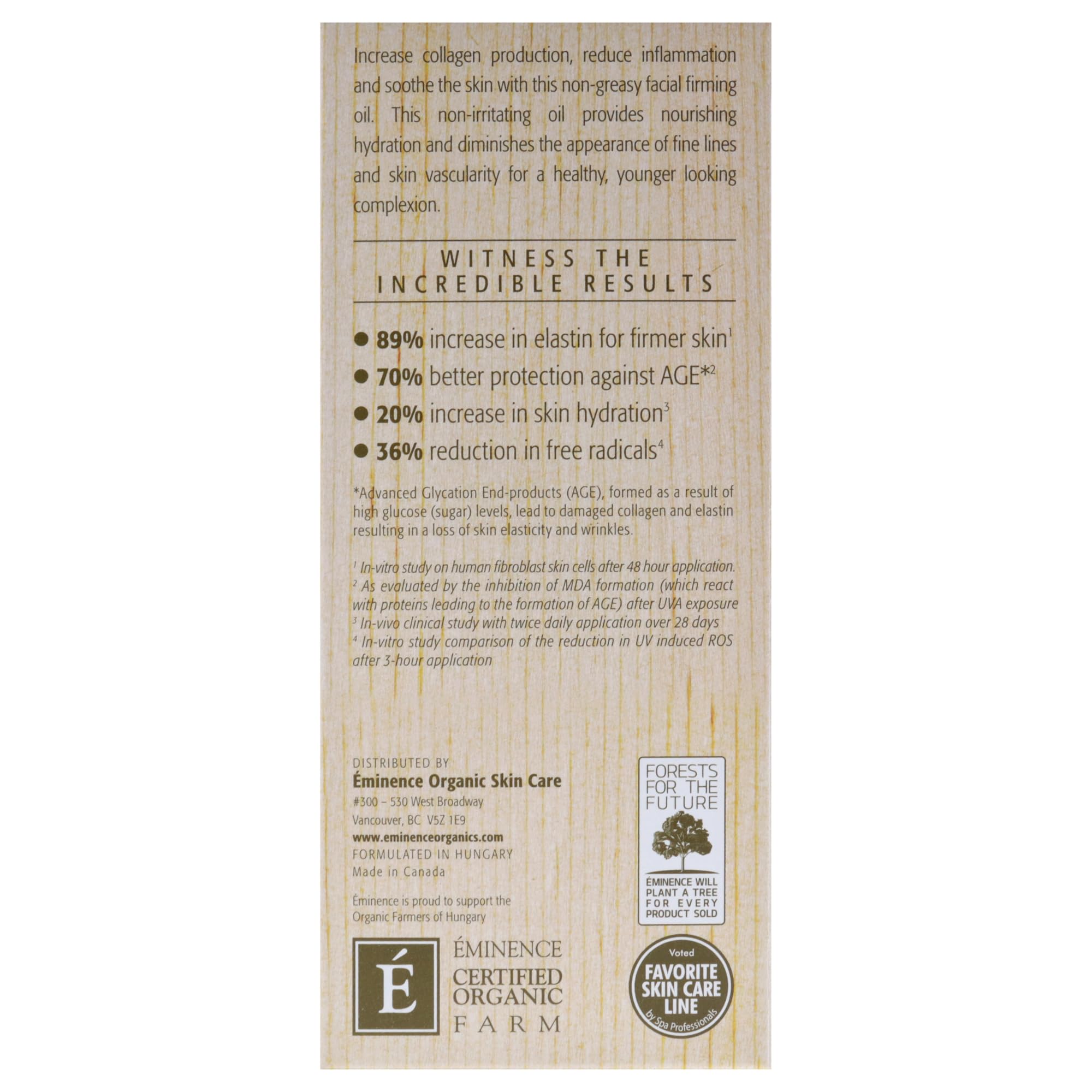 Eminence packaging with box and bottle illustrating premium presentation and gifting appeal