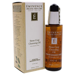 Eminence cleansing oil being massaged on skin for gentle makeup removal