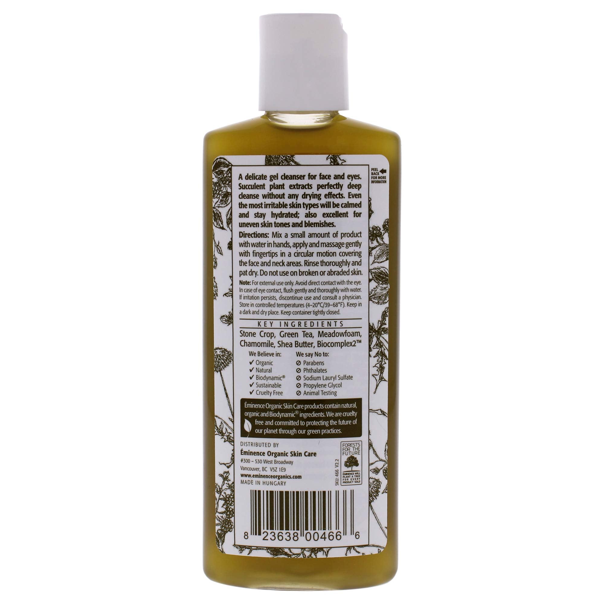 Eminence Organic Skincare texture close-up of gel showing hydrating, gentle foam