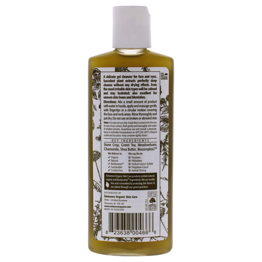 Eminence Organic Skincare texture close-up of gel showing hydrating, gentle foam