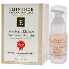 Eminence strawberries and rhubarb ingredients highlighting natural nourishing benefits