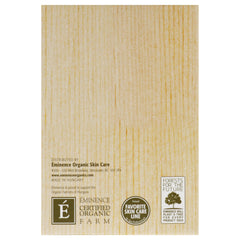 Eminence product label close-up detailing hyaluronic and botanical ingredients benefits
