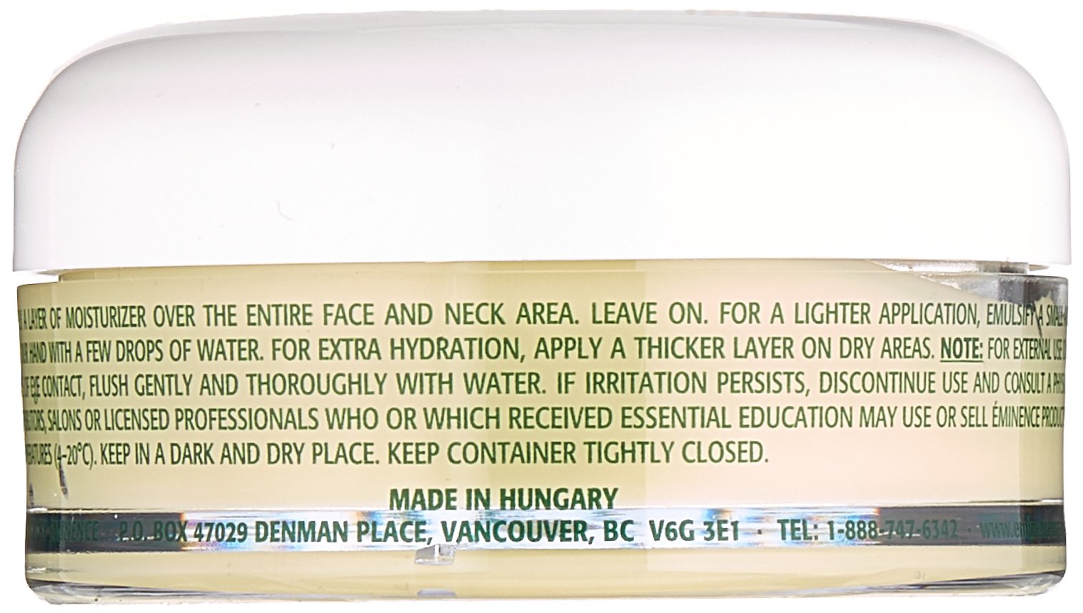 Eminence texture closeup creamy moisturizer demonstrating fast absorption benefit