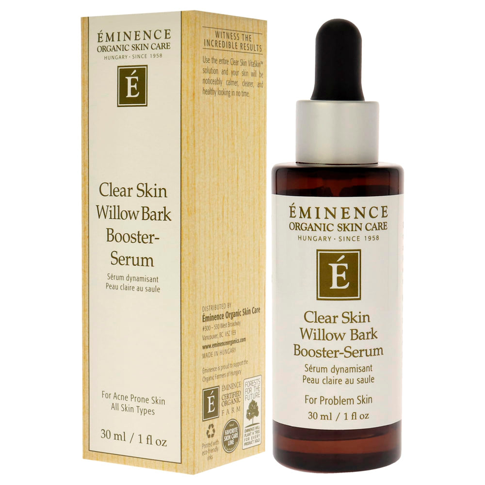 Eminence serum on bathroom counter in routine setting suggesting calming results