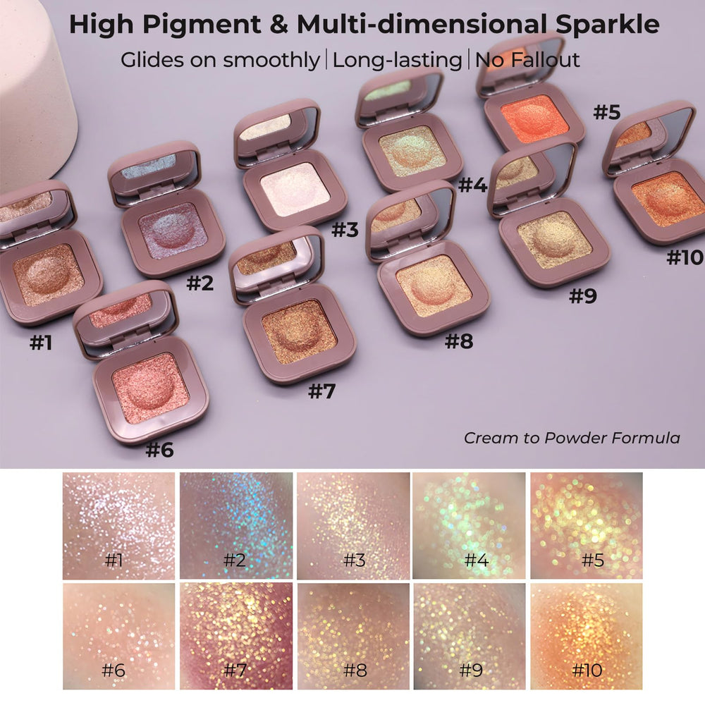 Enfuntins on eyelid demonstrating buildable shimmer and crease-resistant wear benefit