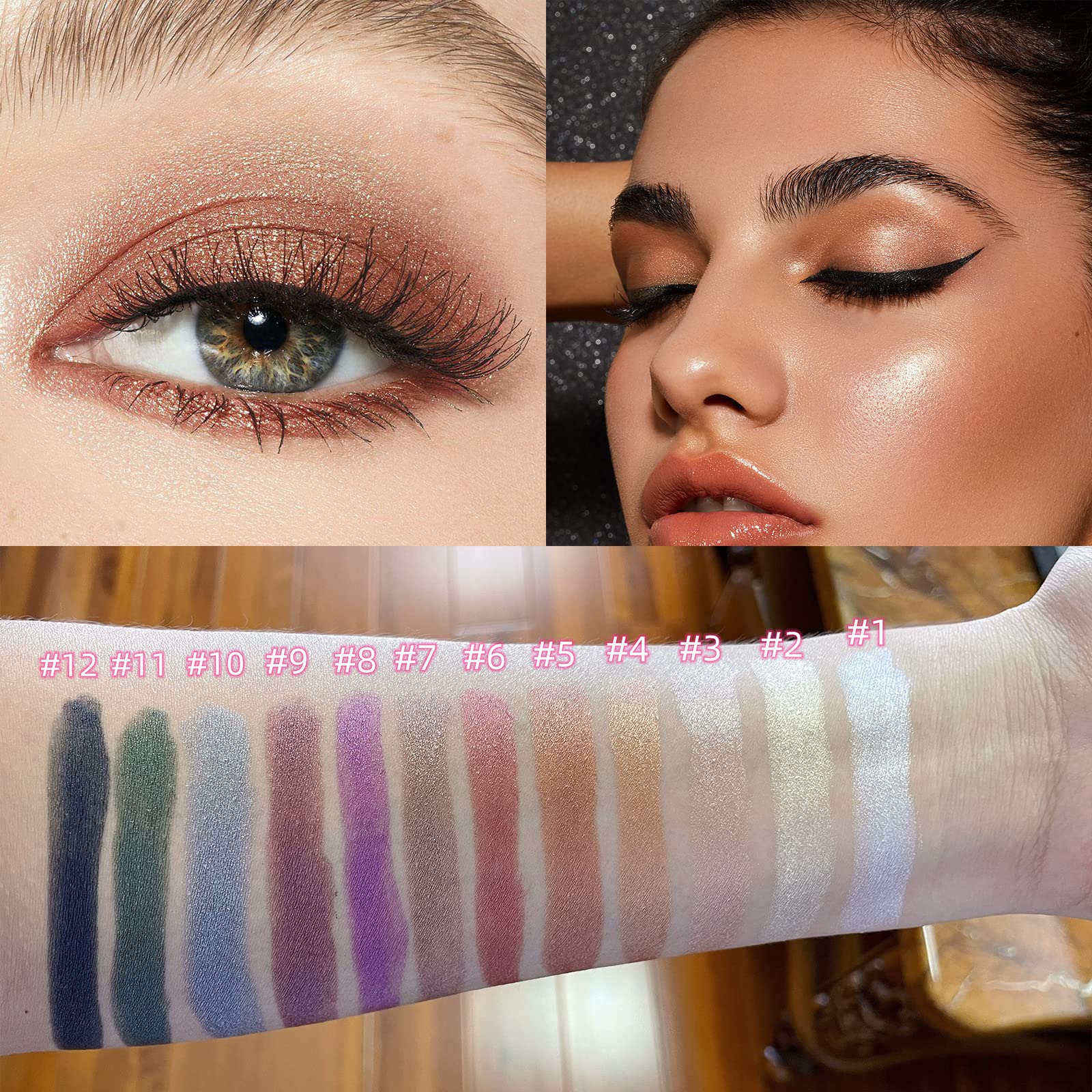 Enfuntins swatch on arm showing light green shimmer payoff and buildability
