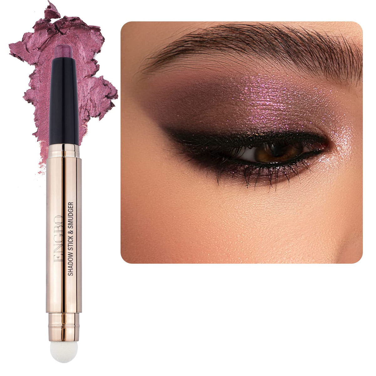 Enfuntins front packaging showing Orchid Shimmer stick, easy portable glam