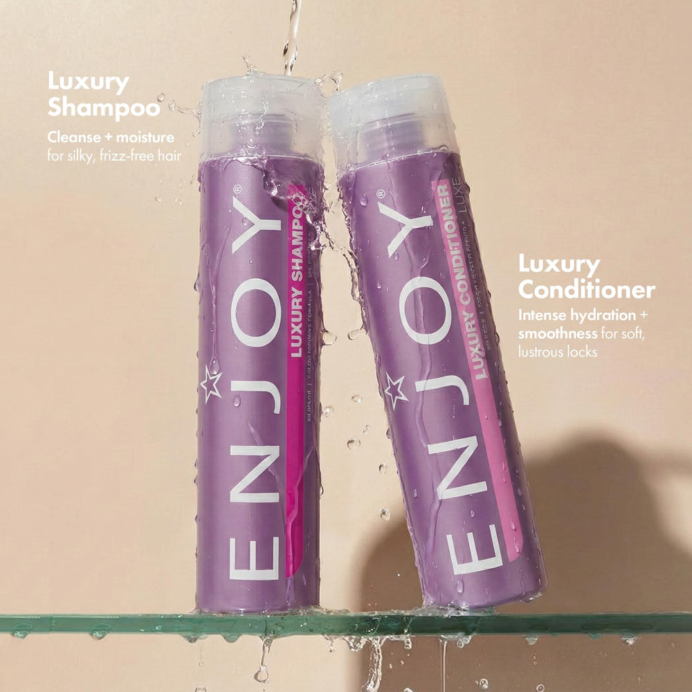 Enjoy conditioner open cap with creamy texture showing smooth application benefit
