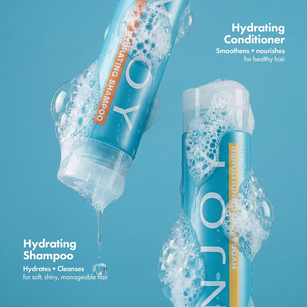Enjoy shampoo lather close-up demonstrating gentle cleansing